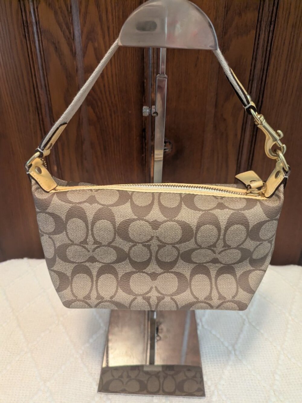 Coach Vintage heritage stripe signature collect tan cream white bag 41115 - Picture 3 of 11